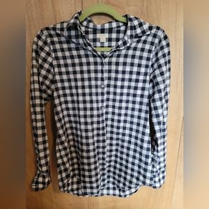 J Crew Navy & White Button Up P Small